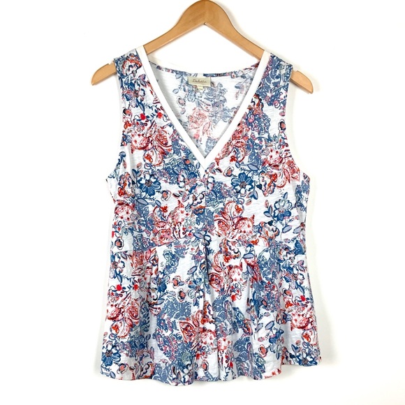 Anthropologie Deletta Amalia Floral Tank V Neck Lg - Picture 2 of 6